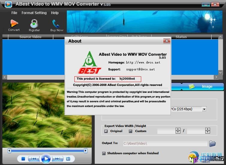 ABest Video to WMV MOV Converter 5.05破解补丁