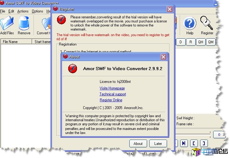 Amor SWF to Video Converter 2.9.9.2破解补丁