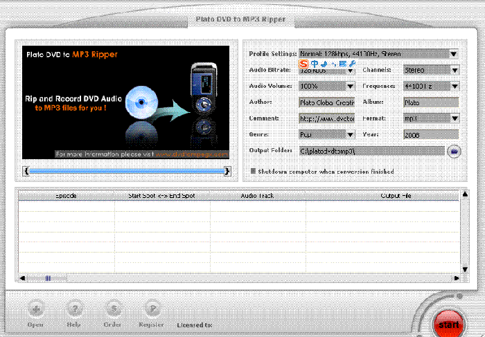 Plato DVD to MP3 Ripper破解补丁