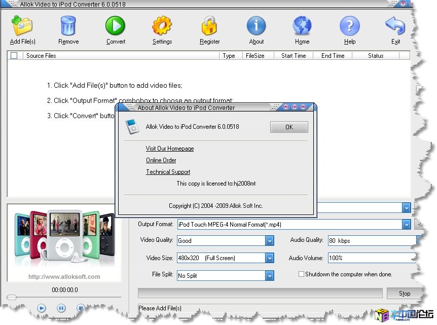 Allok Video to iPod Converter注册版